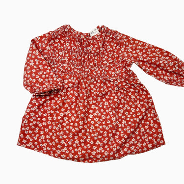 Robe rouge fleurie viscose 12-18M