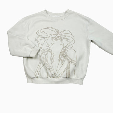 Pull blanc à paillettes 'Elsa et Anna' 6-8Y