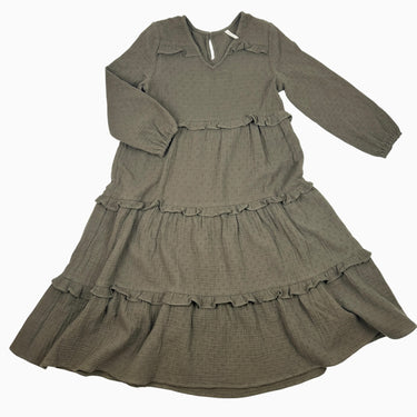 Robe olive à point d'esprit 8-9Y
