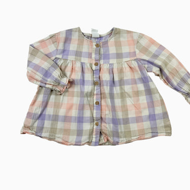 Robe rose et violette carreautée 12-18M