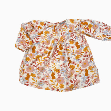 Robe blanche fleurs et renards viscose 12-18M