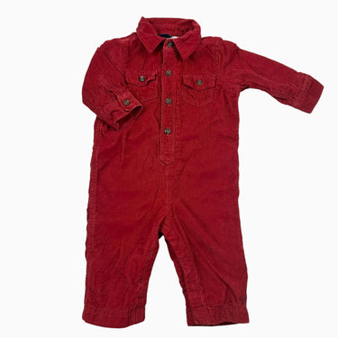 Combi rouge en corduroy 6-12M