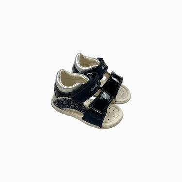 Sandales marine et argentées à velcro en cuir 18EU
