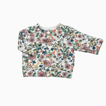 Cardigan fleuri blanc matelassé 6M