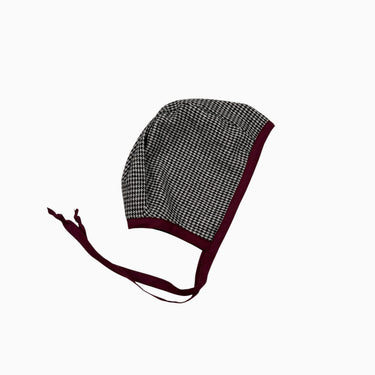 Bonnet pied-de-poule réversible lie de vin 48CM 9-12M