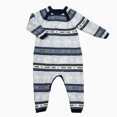 Combi bleu à motifs en coton 12M