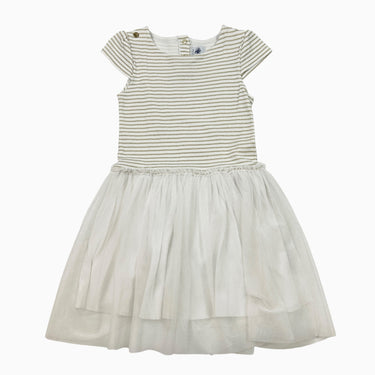 Robe blanche à rayures dorées 6Y
