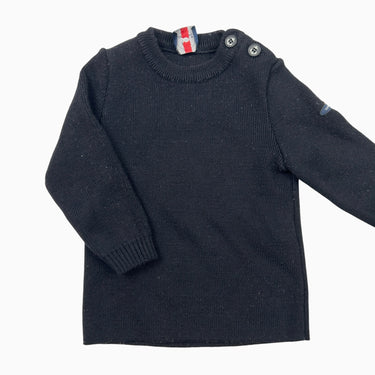 Pull noir en tricot de laine et poly 4Y