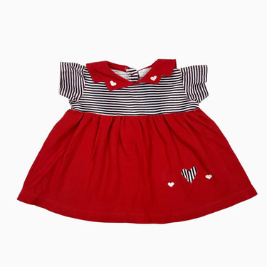 Robe rouge à rayures et cœurs 12M