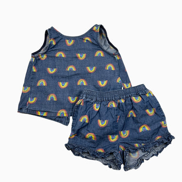 Ensemble short et haut en denim arc-en-ciel 18M