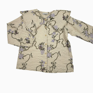 Blouse à col vanille fleurie 9-10Y