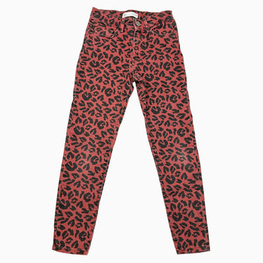 Jeans rouge à léopard 9Y