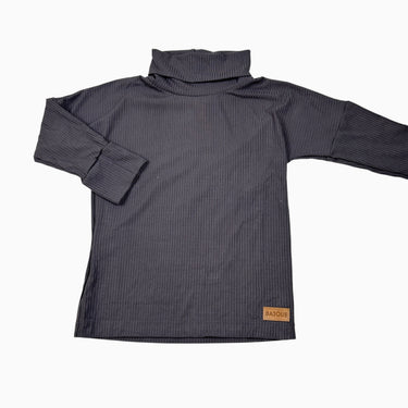 Pull à col roulé gris côtelé 4-6Y