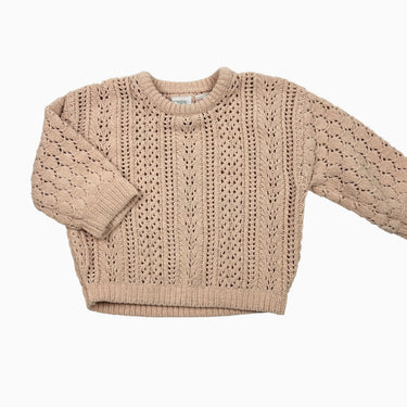 Pull rose en tricot à pointelle 2-3Y