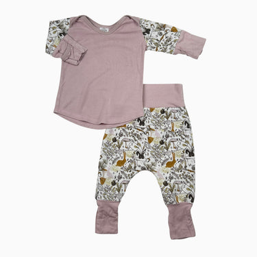 Ensemble rose à motif 'jardin' 3-6M