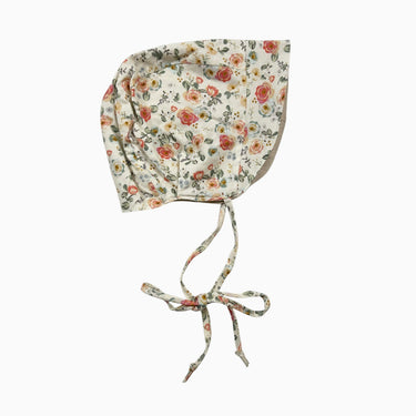 Bonnet vanille fleuri réversible taupe 18-24M