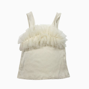 Camisole avec volant blanc côtelé 11-12Y