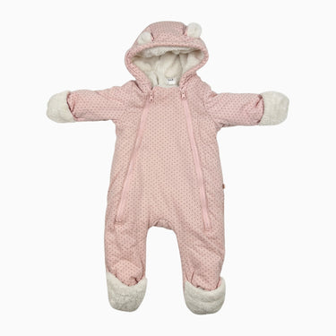 Combi rose à pois doublée en peluche 0-3M