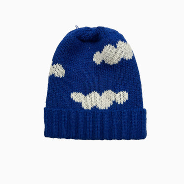 Tuque bleu nuages en tricot 9-12M