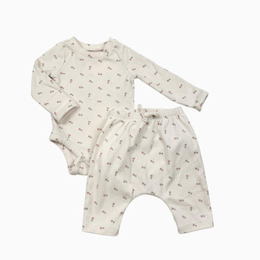 Cache-couche avec pantalon rosé fleuri en velours 0-3M