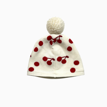 Tuque vanille 'cerises' doublée polar 6M