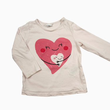 Chandail rose cœur 12-18M
