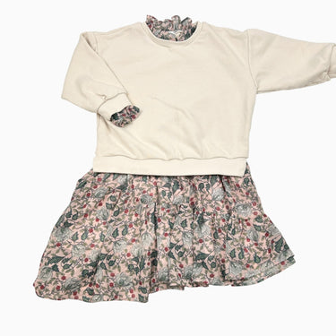 Robe crème avec volant fleuri M 4-5Y