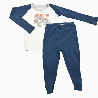 Pyjama blanc et bleu en coton pima 24M