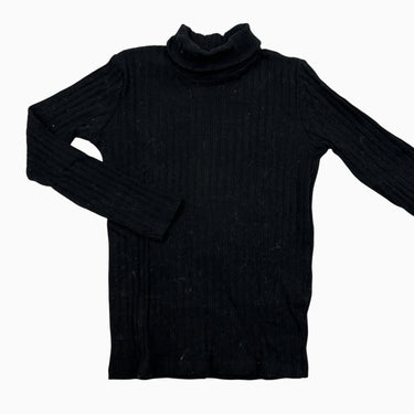 Pull à col roulé noir côtelé 6Y