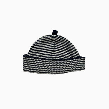 Tuque à rayures marine en tricot de laine et coton 43-45CM 3-6M