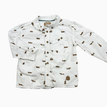 Chemise blanche à chiens 2-3Y