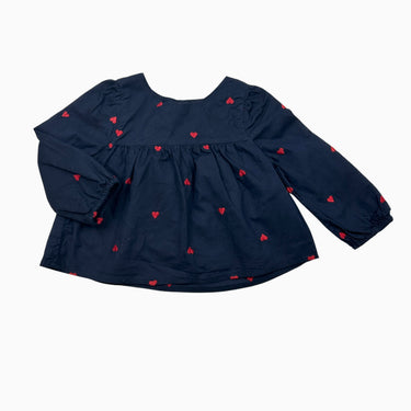 Blouse marine 'coeurs' 12-18M