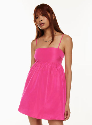 Robe ballon fushia 'Elio' en poly satiné pour femmes S