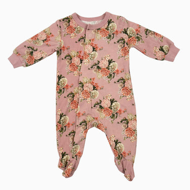 Pyjama rose fleuri en coton et spandex NB