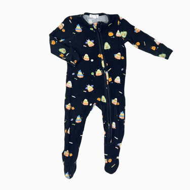 Pyjama noir 'bonhommes halloween' en bambou et spandex 6-9M