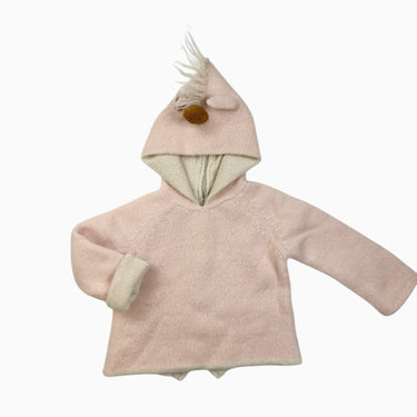 Pull à capuchon 'licorne' rose en tricot d'alpaga 4Y fit petit 2-3Y