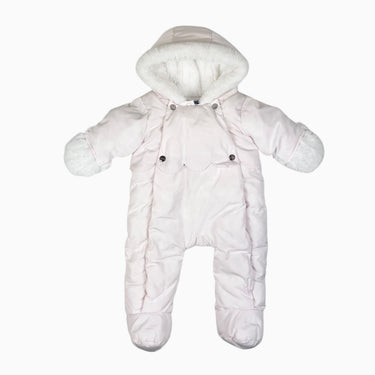 Combi d'hiver à capuchon rose pâle doublée 6M