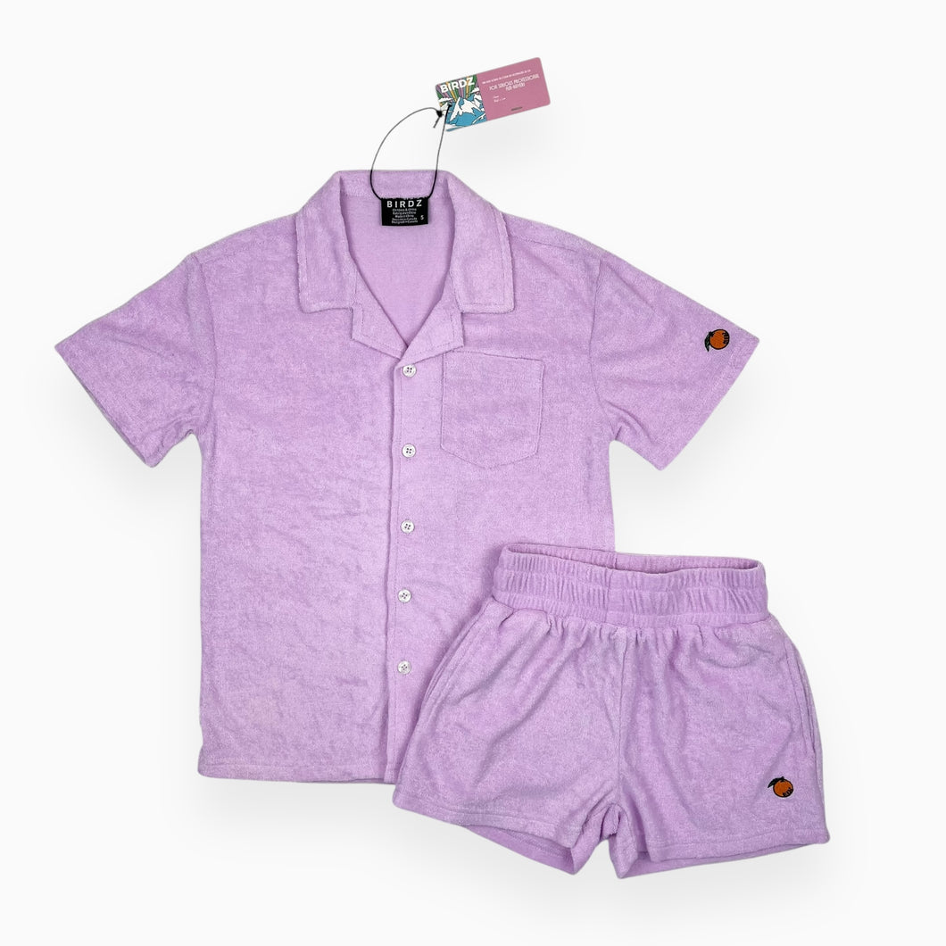 Ensemble en ratine de polyester lilas (tailles variées)