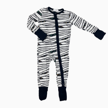 Pyjama blanc et noir 'yeux' en bambou et spandex 3-6M