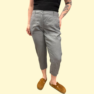 Pantalon gris en lin pour femmes 10US