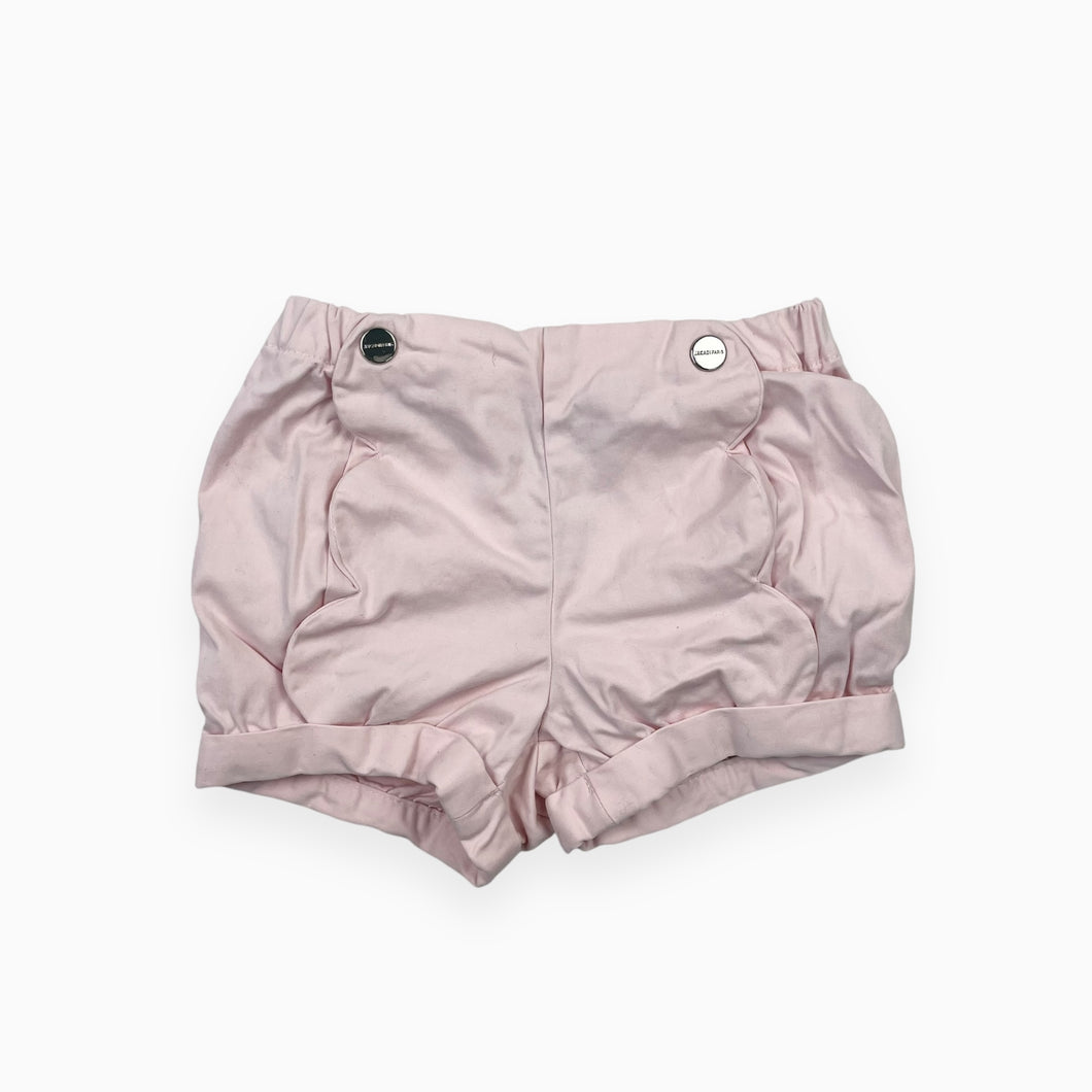 Short rose pale en coton avec bouton argent 6M