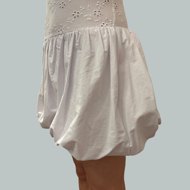 Robe ballon avec broderie anglaise en coton pour femmes S