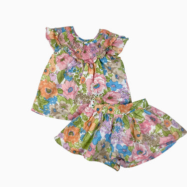 Ensemble fleurs avec smock 18-24M