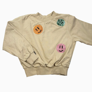 Pull beige 'Smileys' en paillettes 152 fit 12Y