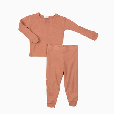 Pyjama corail en coton bio et modal côtelé 12M