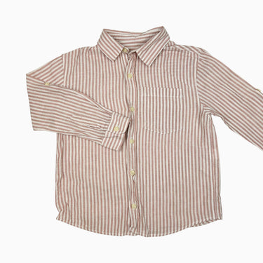 Chemise à rayures roses en lin et coton 6Y