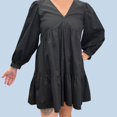 Robe noire en popeline pour femmes L