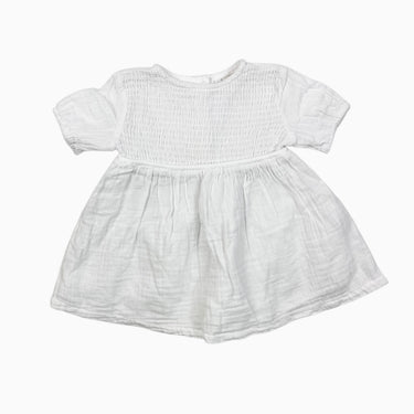 Robe à smock en mousseline de coton blanche 1-2Y