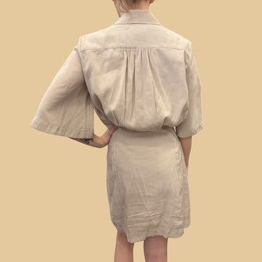 Robe crème en viscose et poly avec boutons argentés pour femmes T0 XS