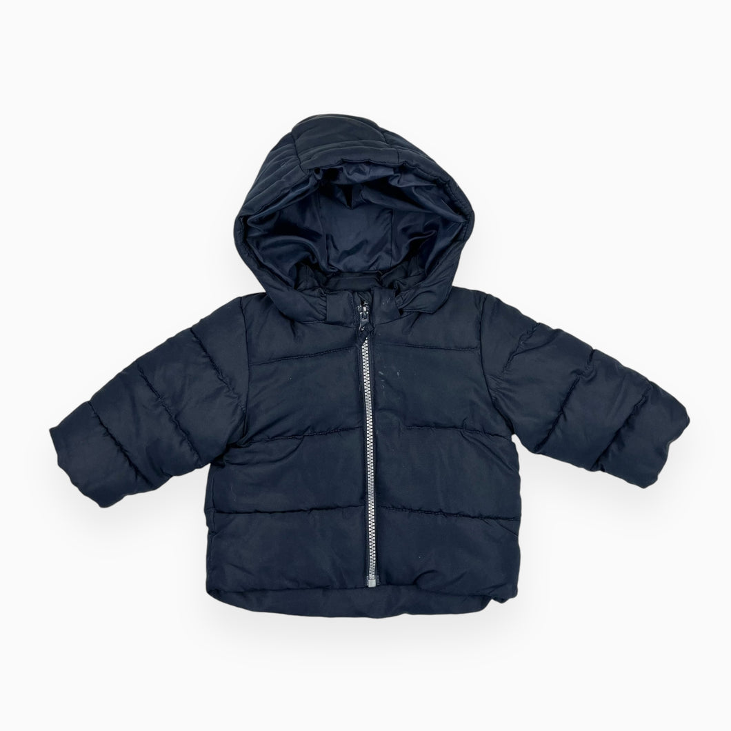 Manteau marine style puffer avec capuchon amovible 4-6M